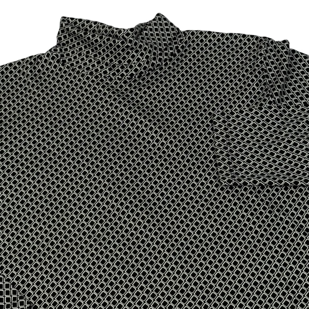 Lands End Large Turtleneck Black White Geometric Print Mock Neck Long Sleeve Top